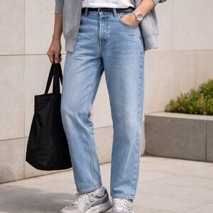 TOPSHOP Light Wash Dad Jeans W30 L30 Straight Leg High Rise Denim Normcore